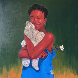 Gemälde, Tenderness of Your Touch - 21st Century. Contemporary, Figurative, Modern, Teddy, Aba Linus
