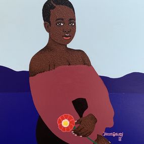 Painting, Who Deserves My Flower Most - 21st Century Contemporary, Figurative, Modern Women, Joshua Salami