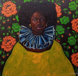Peinture, Iya Mi Nikan (My Only Mother) - 21st Century, Figurative, Mixed Media, Fabrics, Bakare Abubakri-sideeq Babatunde