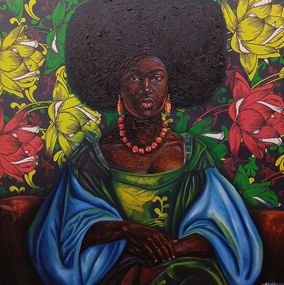 Painting, Ewa Ola (Beauty of Nobility - 21st Century, Figurative, Mixed Media, Africa Women, Bakare Abubakri-sideeq Babatunde
