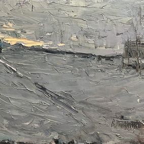 Gemälde, Snowy road, Volodymyr Pashchenko