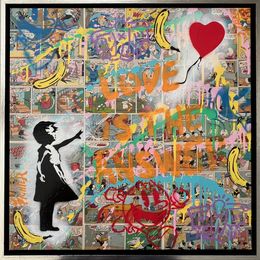 Peinture, Girl with the Balloon x StreetArt x Warhol - Love is the Answer (Gold), Koen Betjes
