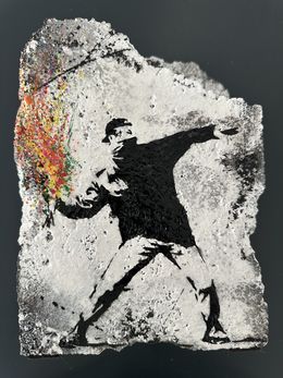 Sculpture, Brick Block Banksy Flower Thrower, Olivier DeGroote