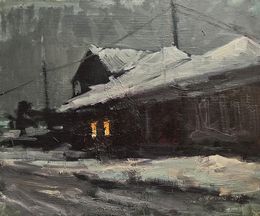 Painting, Night road to the house, Volodymyr Pashchenko