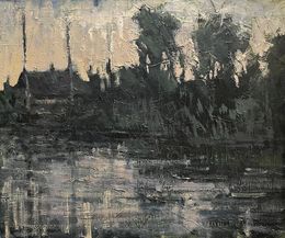 Gemälde, Village river, Volodymyr Pashchenko