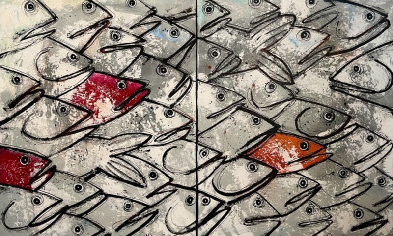 Hervé Maury, Banc poissons diptyque Hervé Maury, Banc poissons diptyque
