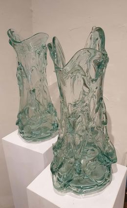 Design, Large pair of signed Murano glass vases, Olivier Guis