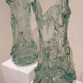 Design, Large pair of signed Murano glass vases, Olivier Guis