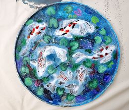 Peinture, Harmony- koi fish pond, Poonam Choudhary