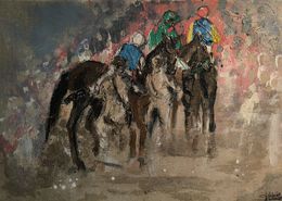 Painting, En selle - Horseracing - Longchamp, Kalh Art Kalley