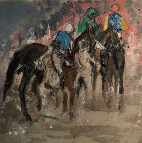 Painting, En selle - Horseracing - Longchamp, Kalh Art Kalley