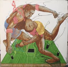 Gemälde, Lutte Sénégalaise, Babacar Dieye