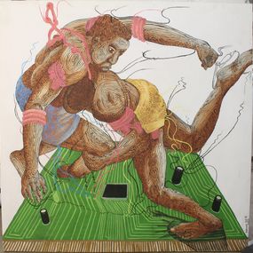 Gemälde, Lutte Sénégalaise, Babacar Dieye
