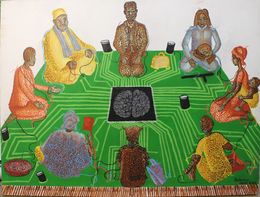 Gemälde, Palabre, Babacar Dieye