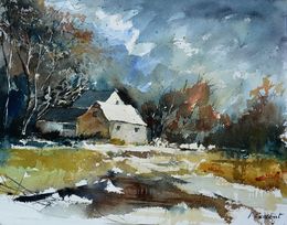 Peinture, Remote houses -  watercolor, Pol Ledent