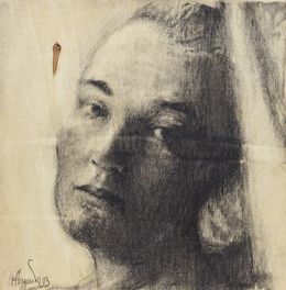 Fine Art Drawings, #6 Grethe - Série: Woman on wood, portrait de femme, Affagard