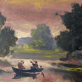 Peinture, Evening on the river, Alexander Litvinov