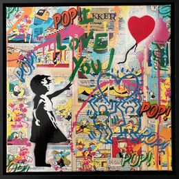 Painting, Girl with the Balloon x Haring - Love You, Koen Betjes