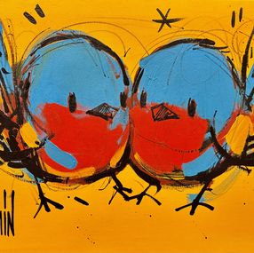 Peinture, Deux oiseaux, David Jamin