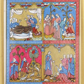 Peinture, Page 7 Verso - Enluminure d'après la Bible du Cardinal Maciejowski, Georges Souchal