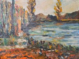 Painting, Mid-Century Barbizon School Impressionist Lakeside Landscape, J Torrelli