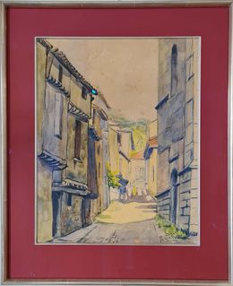 Dibujo, Barcelona Street Scene, André Pierard