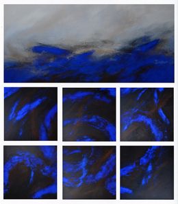 Peinture, Terre échappée XXX, Peurs bleues 22 à 27, Philippe Jacquard