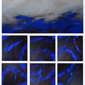 Peinture, Terre échappée XXX, Peurs bleues 22 à 27, Philippe Jacquard