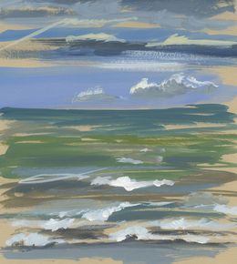 Peinture, L'île d'Aix n°18 (paysage bord de mer, vagues, ciel, nuages), Sabine Eichler