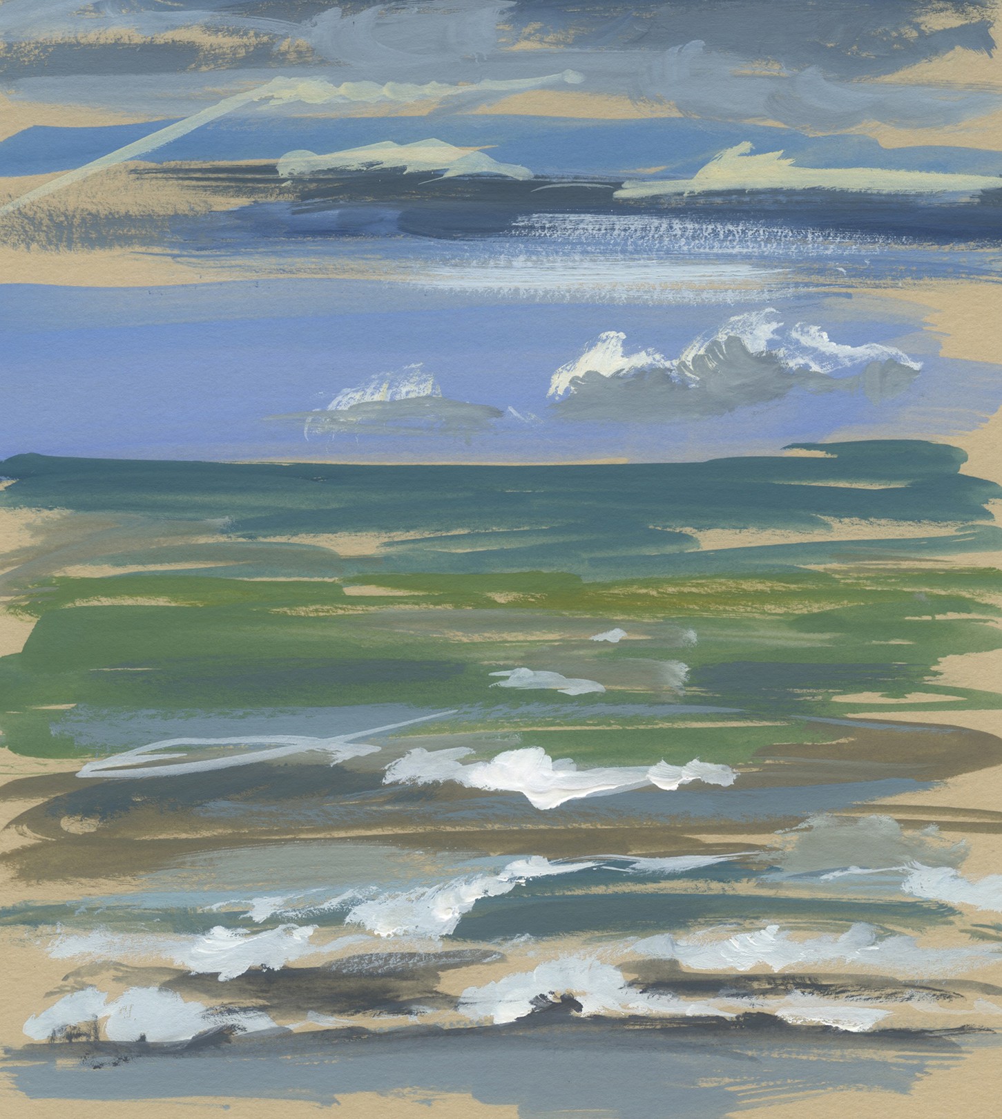 Sabine Eichler, L'île d'Aix n°18 (paysage bord de mer, vagues, ciel, nuages) Sabine Eichler, L'île d'Aix n°18 (paysage bord de mer, vagues, ciel, nuages)