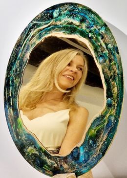 Design, Green planet - Peacock wheel - gold mirror, Adélaïde Leferme