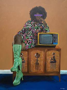 Painting, Ashabi Oge - 21st Century, Contemporary, Figurative, Africa Women, Fashion, Azeez Muritadoh