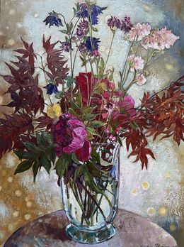 Painting, Bouquet with Japanese maple, Nadezda Stupina