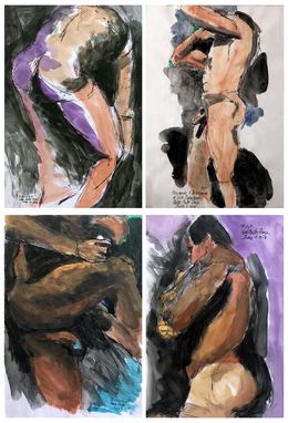 Painting, From the Duchándome, Nudes Series. Set of 4, Celso Castro