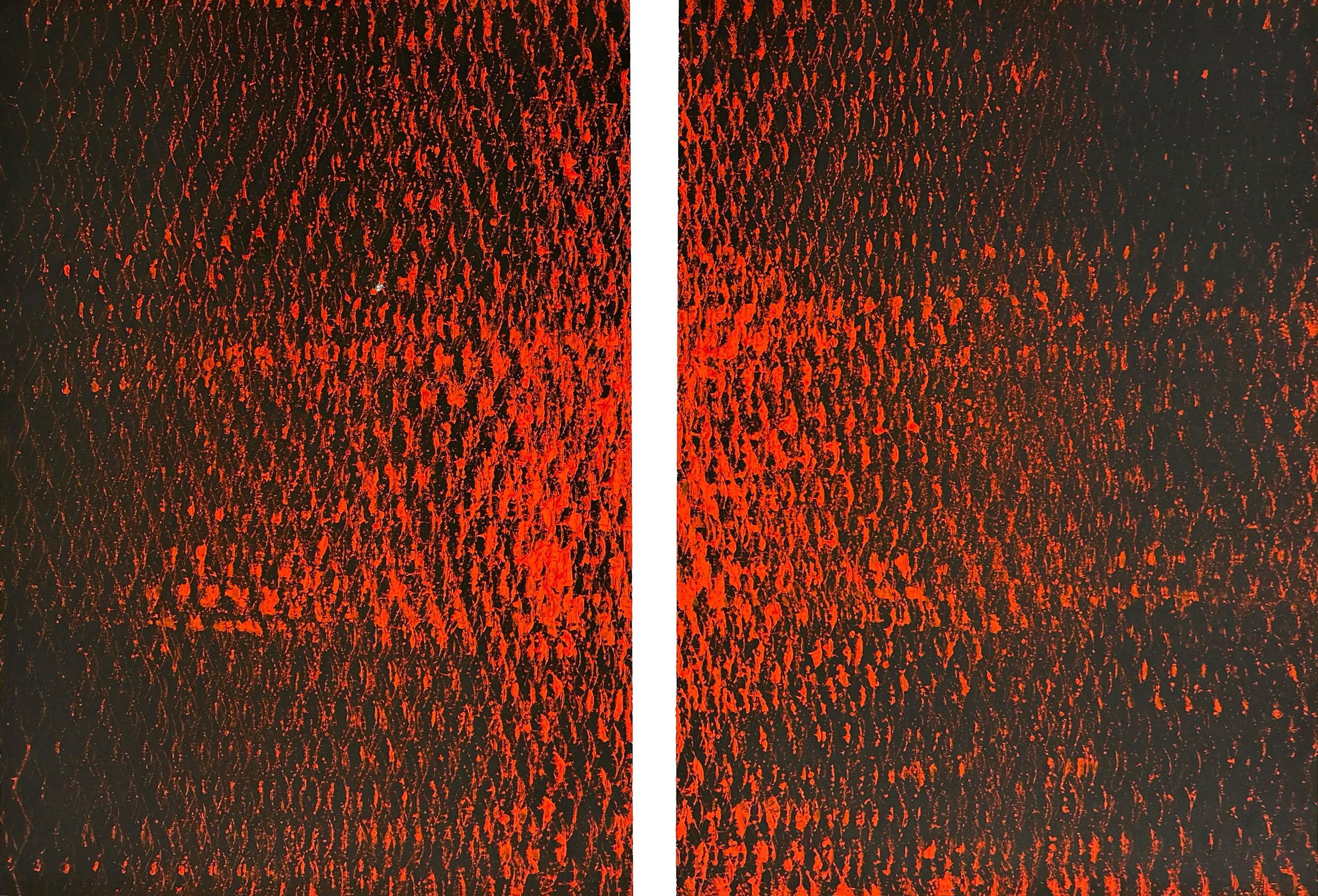 Clemens Wolf, Red and Black I & II, Expanded Metal Painting. Diptych Clemens Wolf, Red and Black I & II, Expanded Metal Painting. Diptych