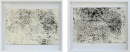 Peinture, Blue and White I & II Diptych, Framed. Expanded Metal Painting., Clemens Wolf