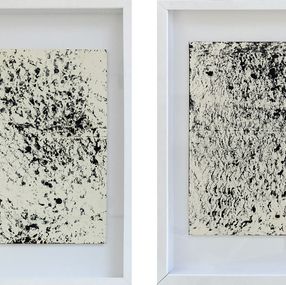 Peinture, Blue and White I & II Diptych, Framed. Expanded Metal Painting., Clemens Wolf