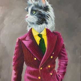 Peinture, Chat fuchsia, Muriel Andrin