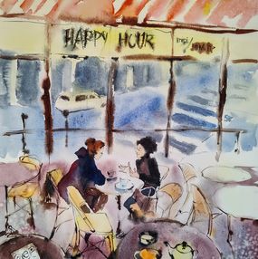 Peinture, Happy Hour / Paris / Série " Vie Citadine", Nadia Bodnar