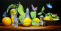 Peinture, Citrons flamands aux papillons, Jean-Pierre Walter
