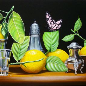 Peinture, Citrons flamands aux papillons, Jean-Pierre Walter