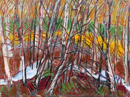 Pittura, Trees by the stream - early spring, Karl-Karol Chrobok