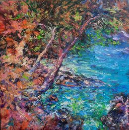 Painting, Pine trees and Sea, Anna Privaloff