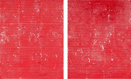 Painting, Red and White II and III, Expanded Metal Painting. Diptych, Clemens Wolf