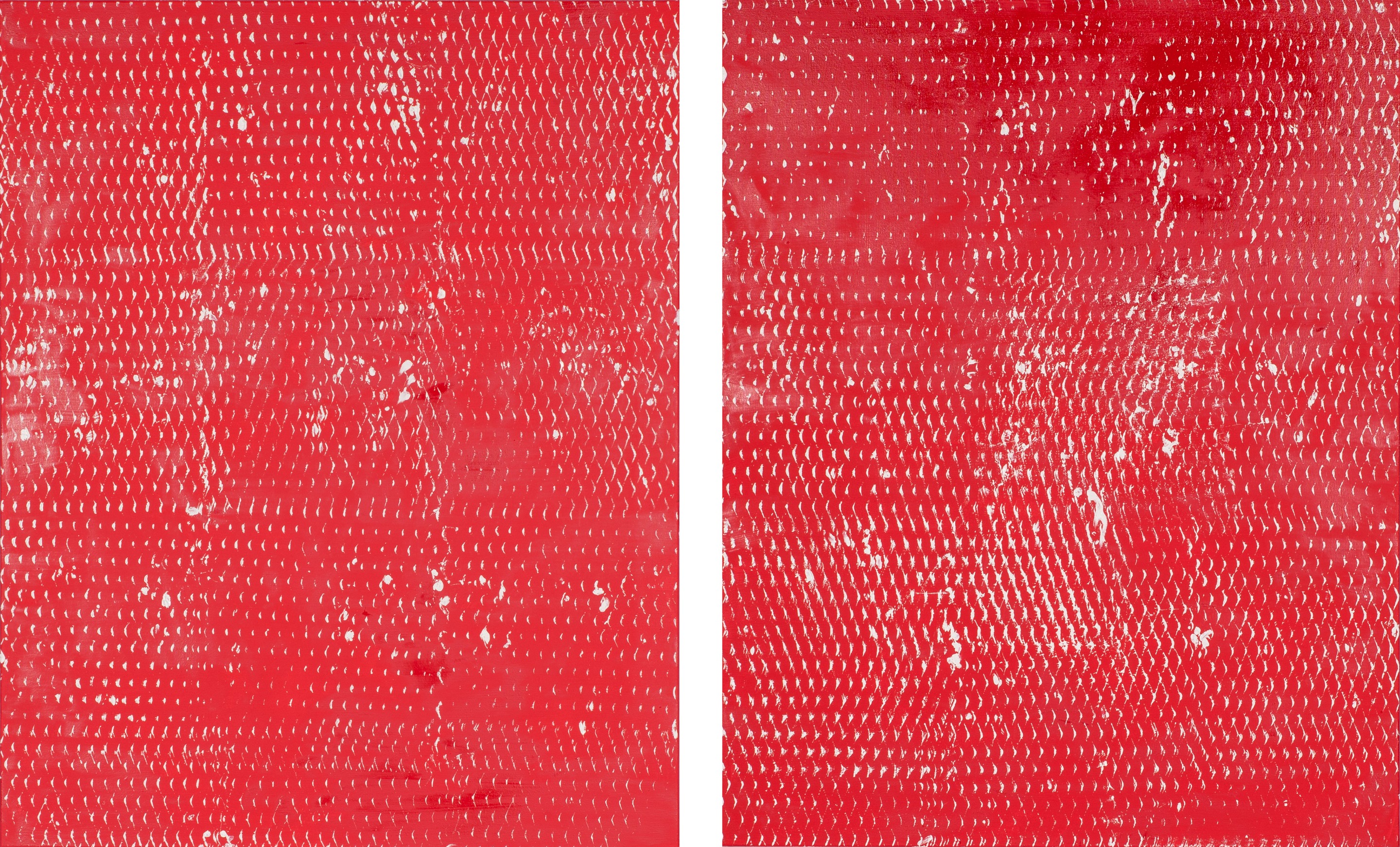 Clemens Wolf, Red and White II and III, Expanded Metal Painting. Diptych Clemens Wolf, Red and White II and III, Expanded Metal Painting. Diptych