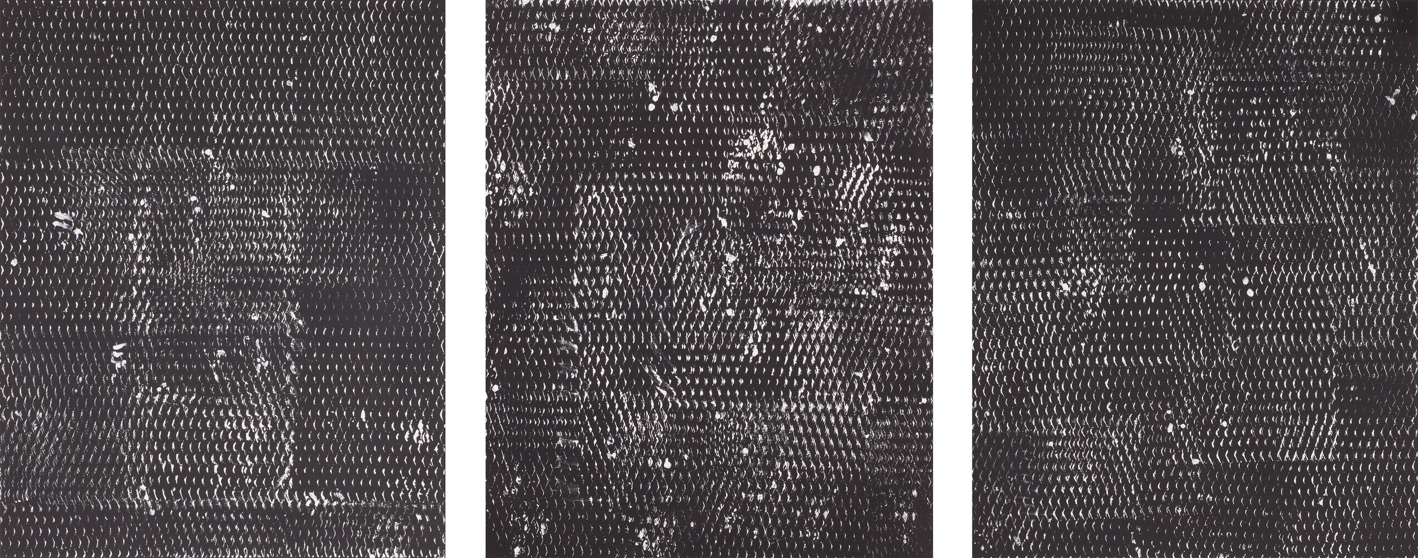 Clemens Wolf, Black and White I, II and III, Expanded Metal Painting. Triptych Clemens Wolf, Black and White I, II and III, Expanded Metal Painting. Triptych