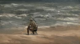 Painting, Alone on the beach, Volodymyr Pashchenko