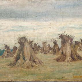 Gemälde, Harvest, The Haystacks,, Robert Perniaux