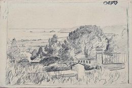 Fine Art Drawings, Long View to the Sea, Collioure, Willem Anthonie Oepts