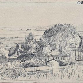 Dessin, Long View to the Sea, Collioure, Willem Anthonie Oepts